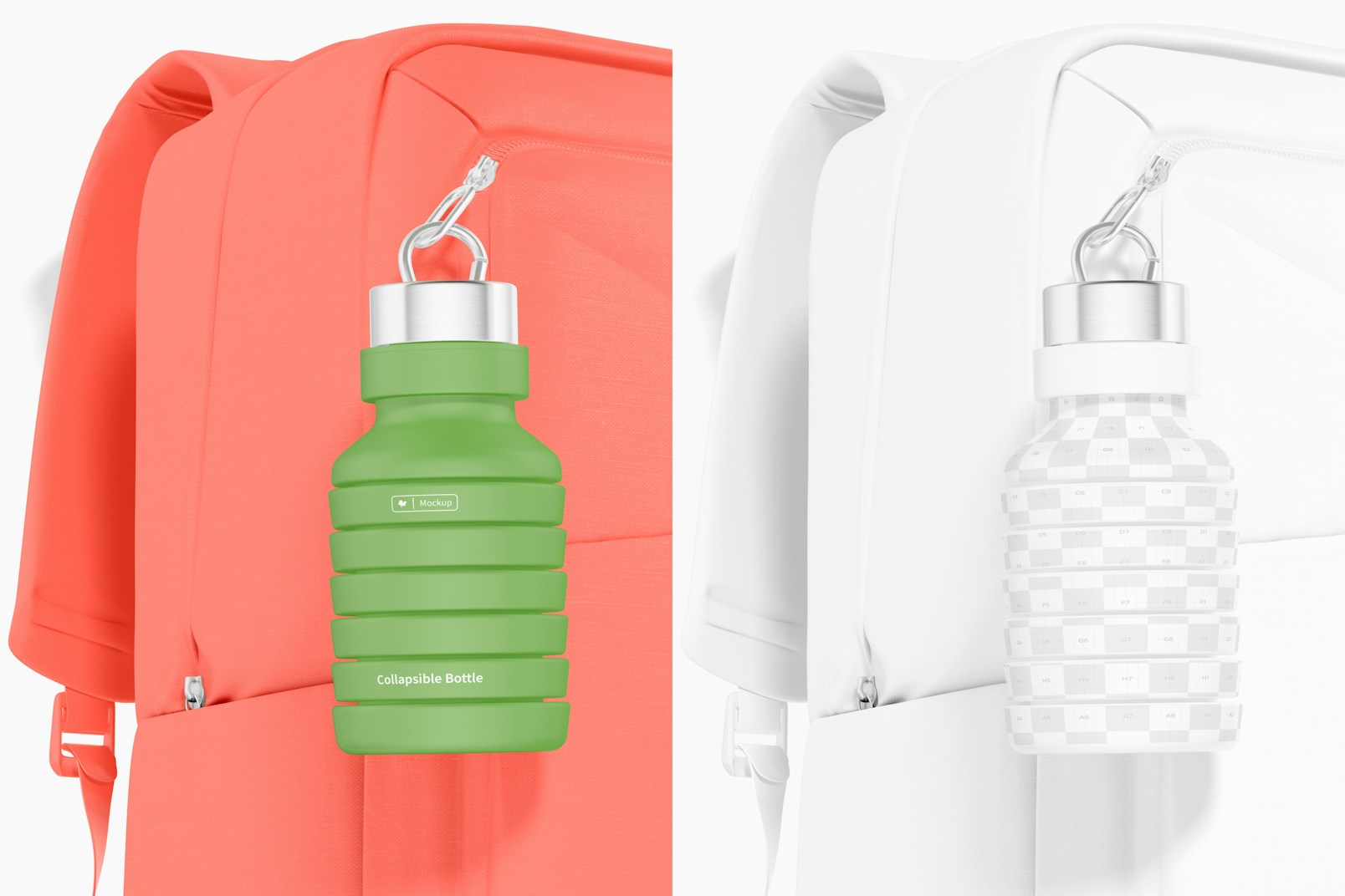 Collapsible Water Bottle Mockup, on Bag