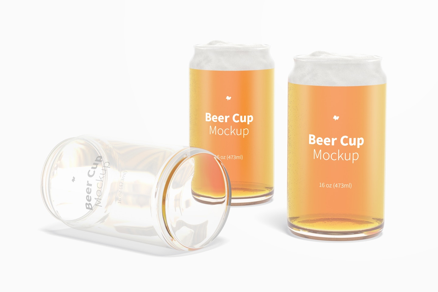 16 oz Glass Beer Cup Set Mockup