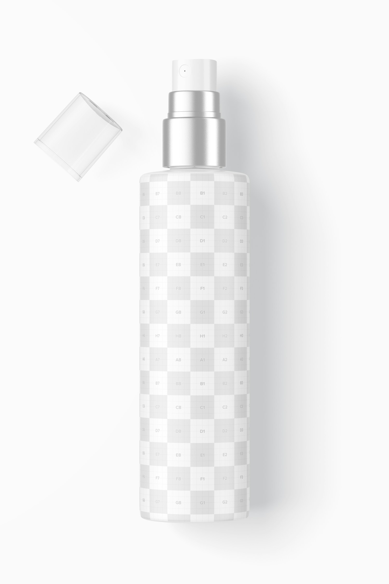 4 Oz Spray Bottle Mockup, Top View Opened 4 Oz Spray Bottle Mockup, Top View Opened