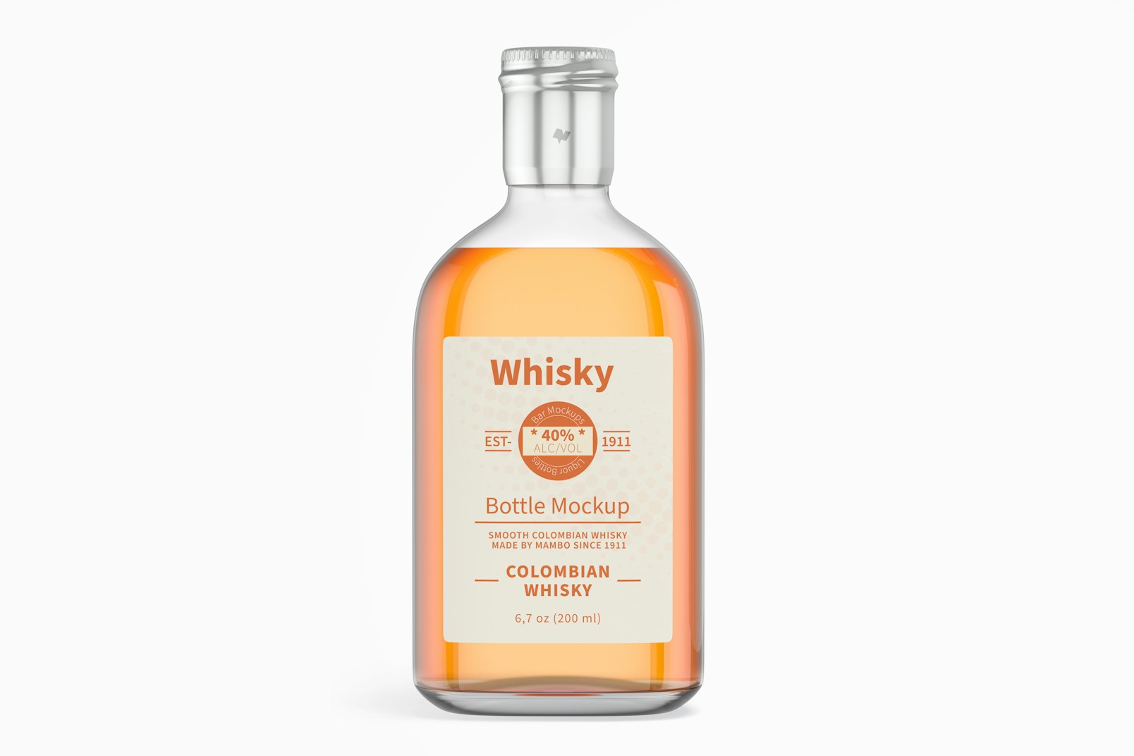 Maqueta de Botella de Whisky de 200 ml, Vista Frontal