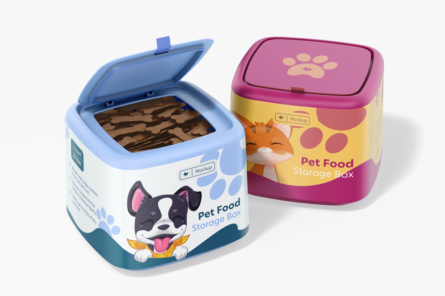 Pet Food Storage Boxes Mockup