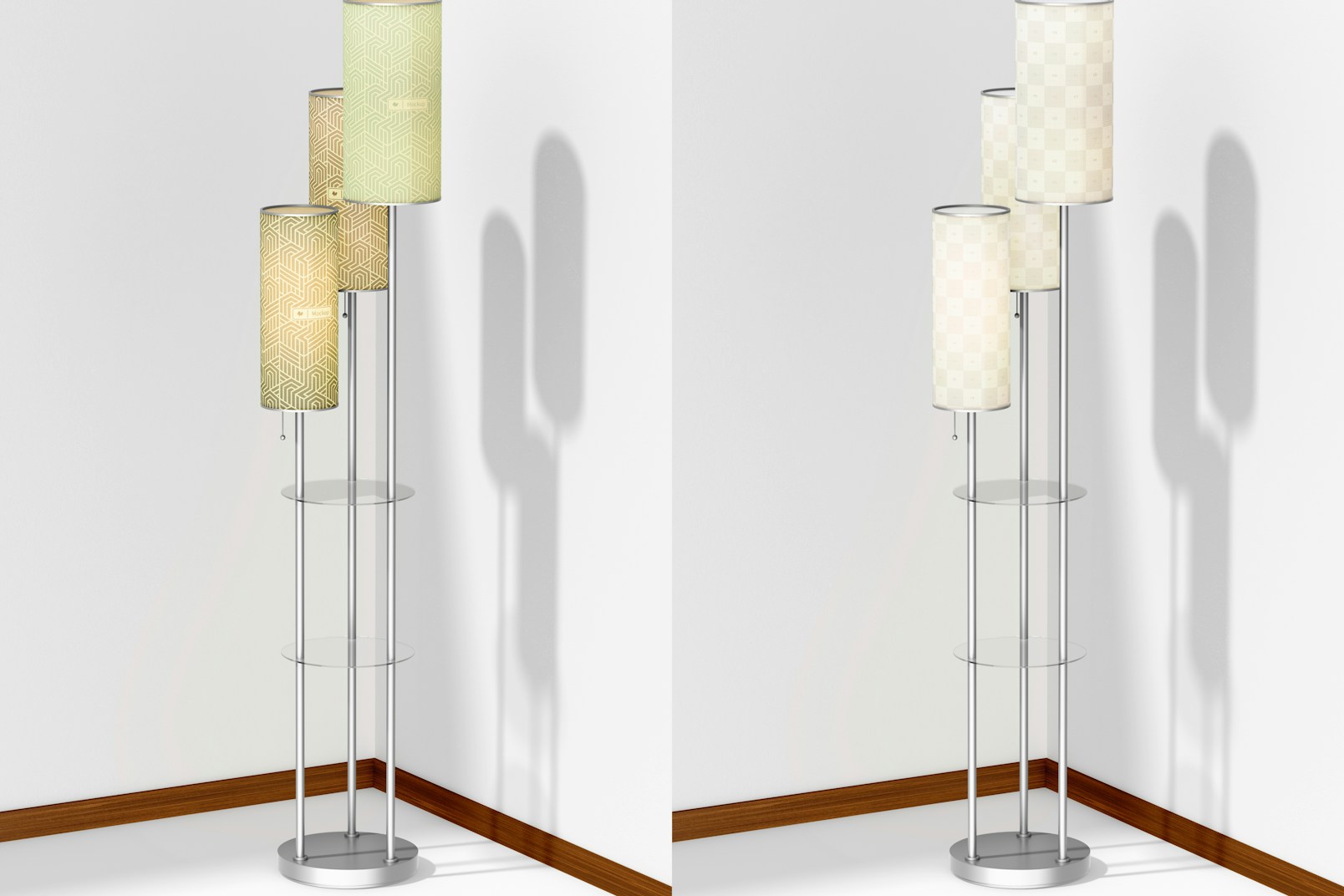 Floor Lamp Trio Mockup, Perspective