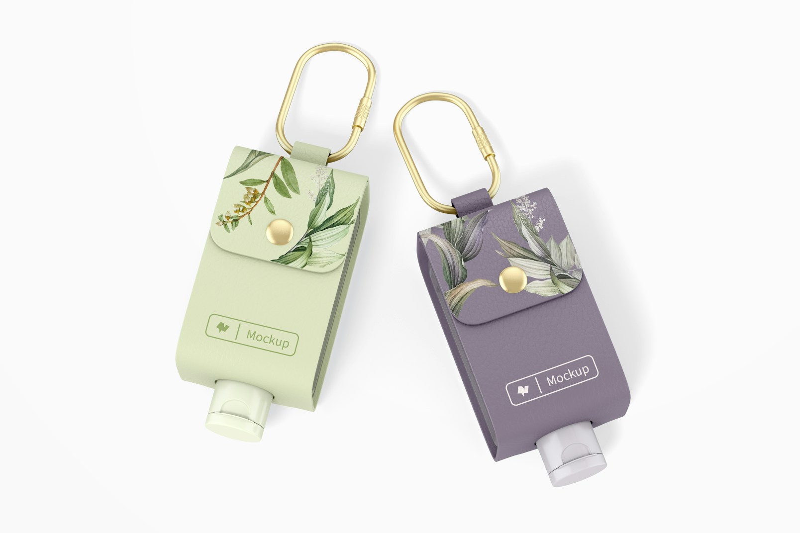 Leather Hand Sanitizer Cases Mockup, Top View