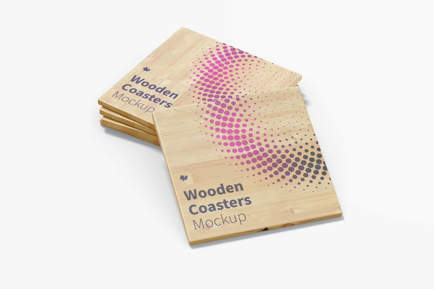 Wooden Coasters Set Mockup