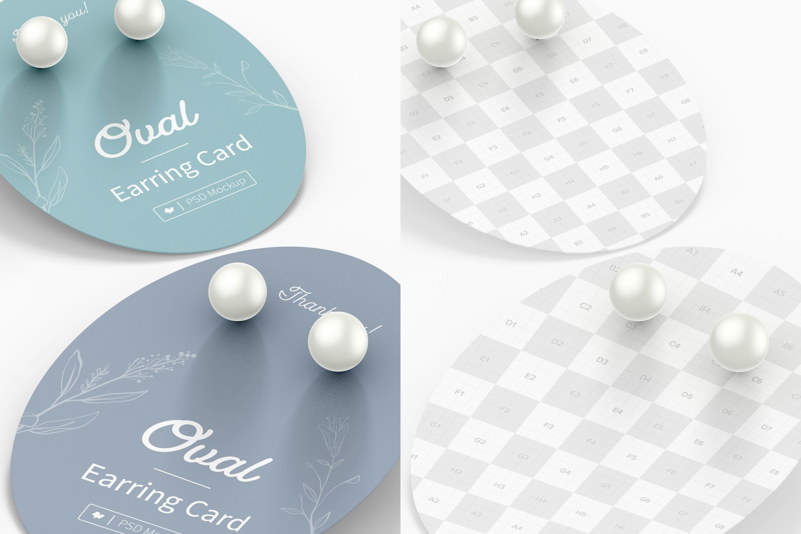 Oval Earring Cards Mockup, Close Up