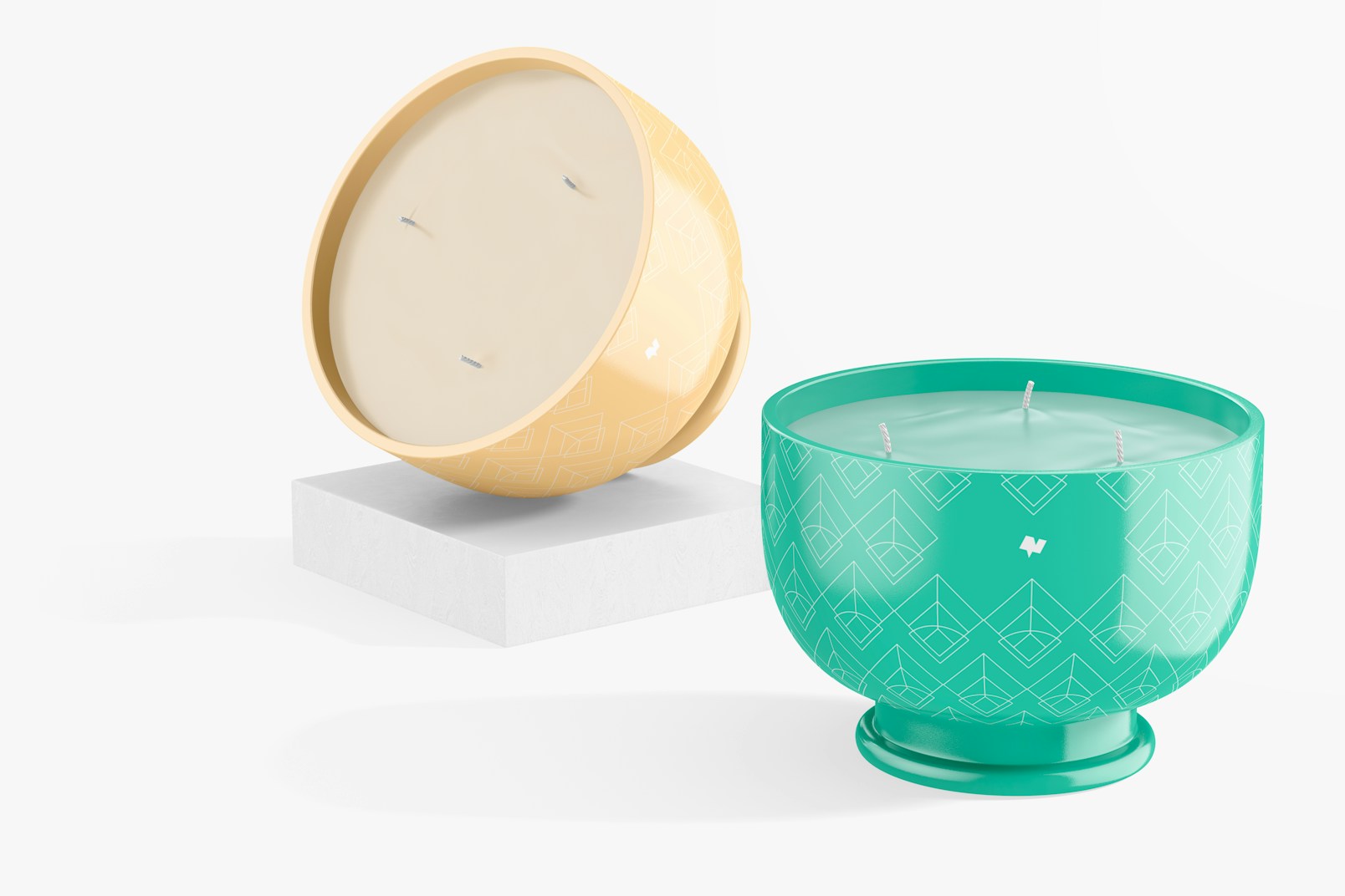 Candle Bowls Mockup, Dropped and Standing