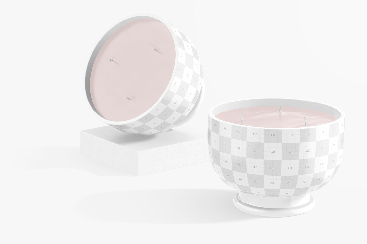 Candle Bowls Mockup, Dropped and Standing
