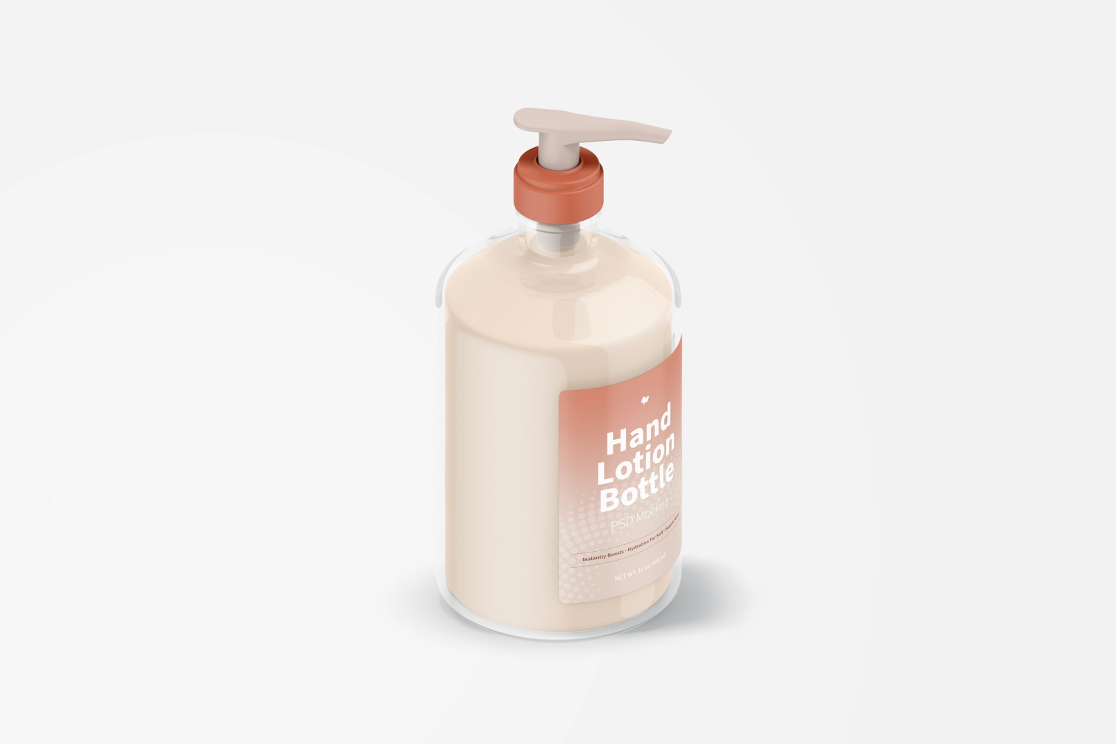 500 ml Hand Lotion Bottle Mockup, Isometric Right View