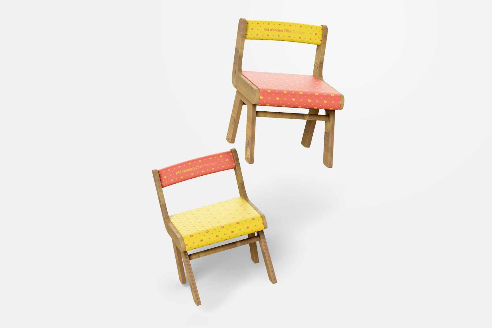Kid Wooden Chairs Mockup, Floating