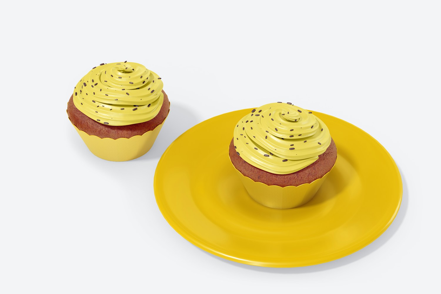 Cupcake with Wrapper Mockup, Top View Cupcake with Wrapper Mockup, Top View