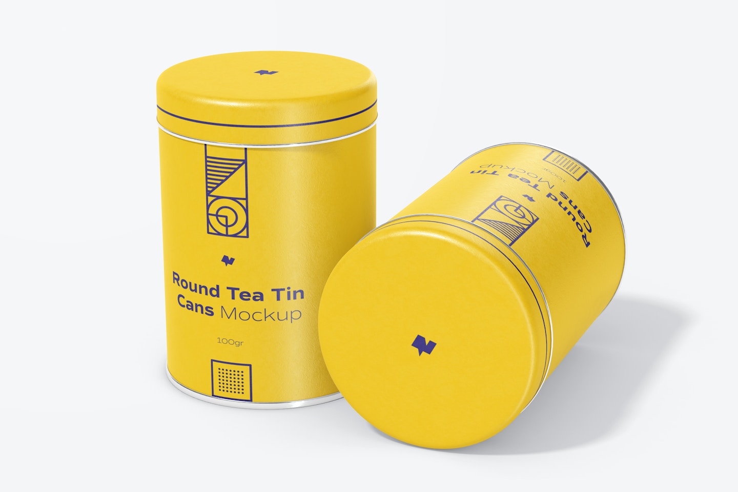 Round Tea Tin Cans Mockup