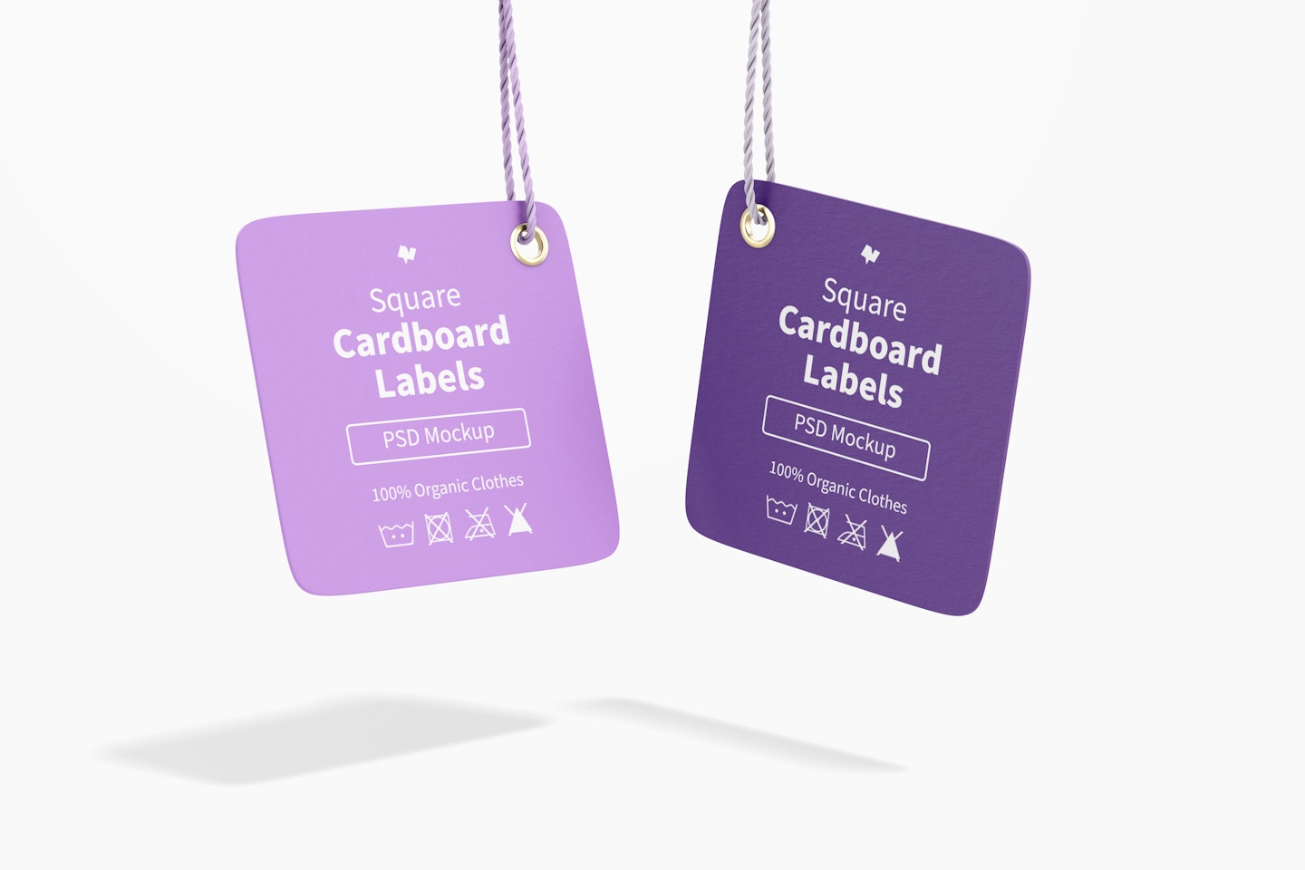 Square Cardboard Labels with Rope Mockup