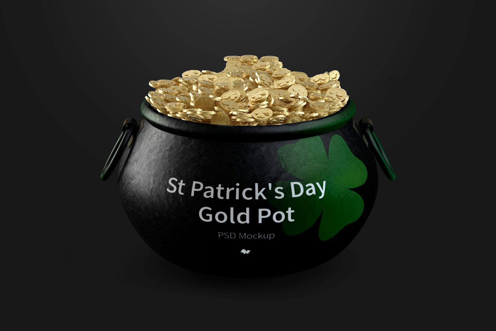 Saint Patrick's day Pot of Gold Mockup, Front View