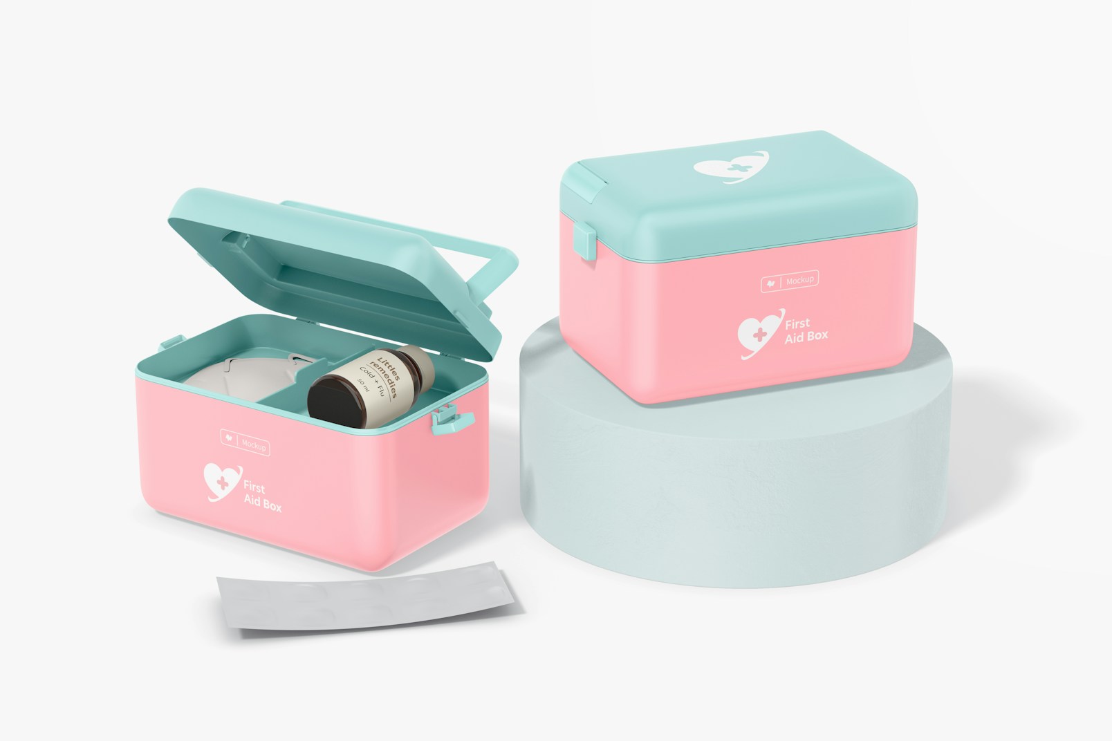 First Aid Boxes Mockup, Opened and Closed