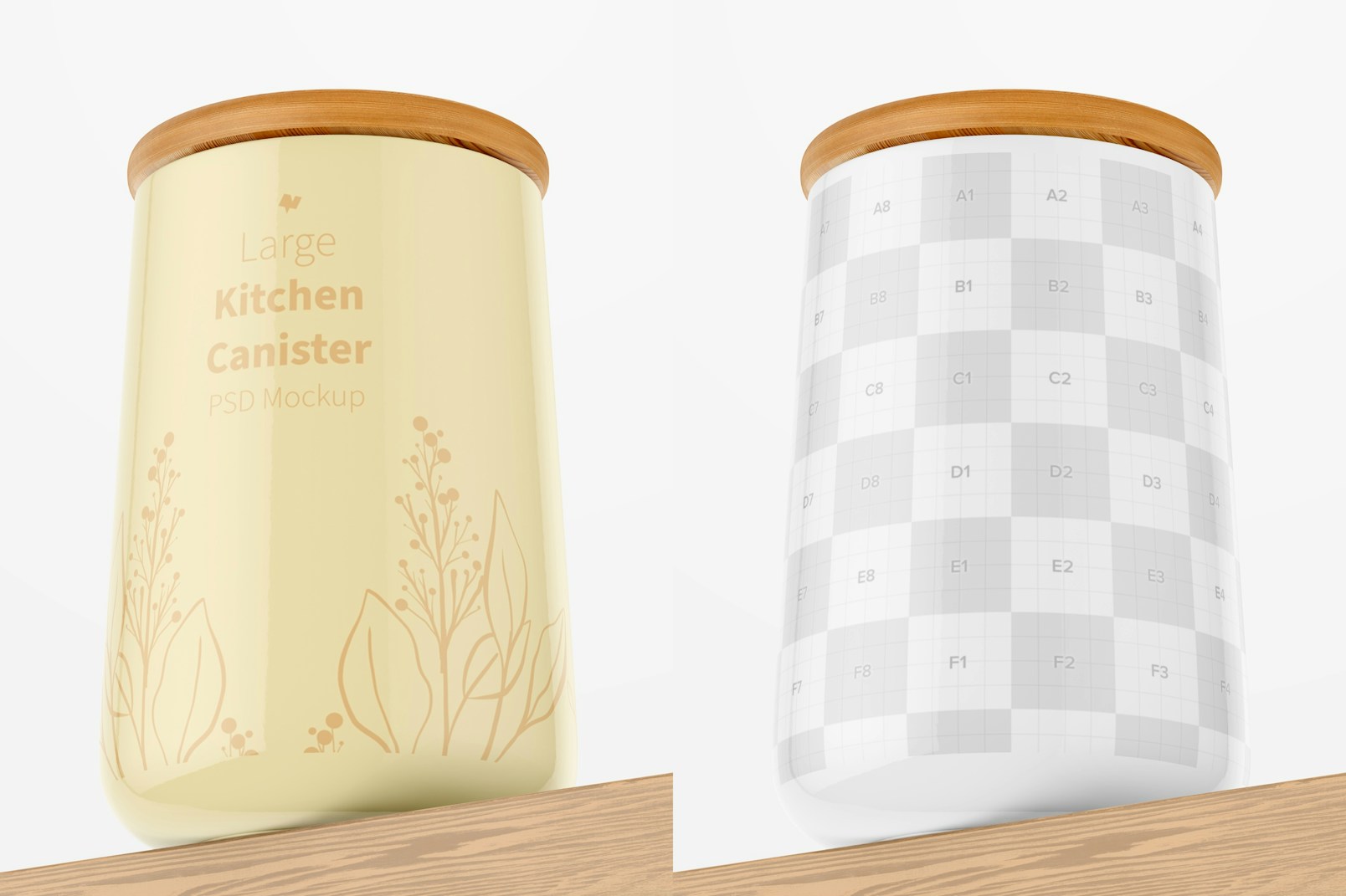 Large Kitchen Canister Mockup, Low Angle View