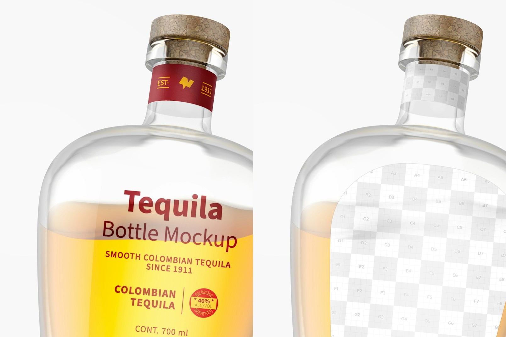 Tequila Bottle Mockup, Close Up