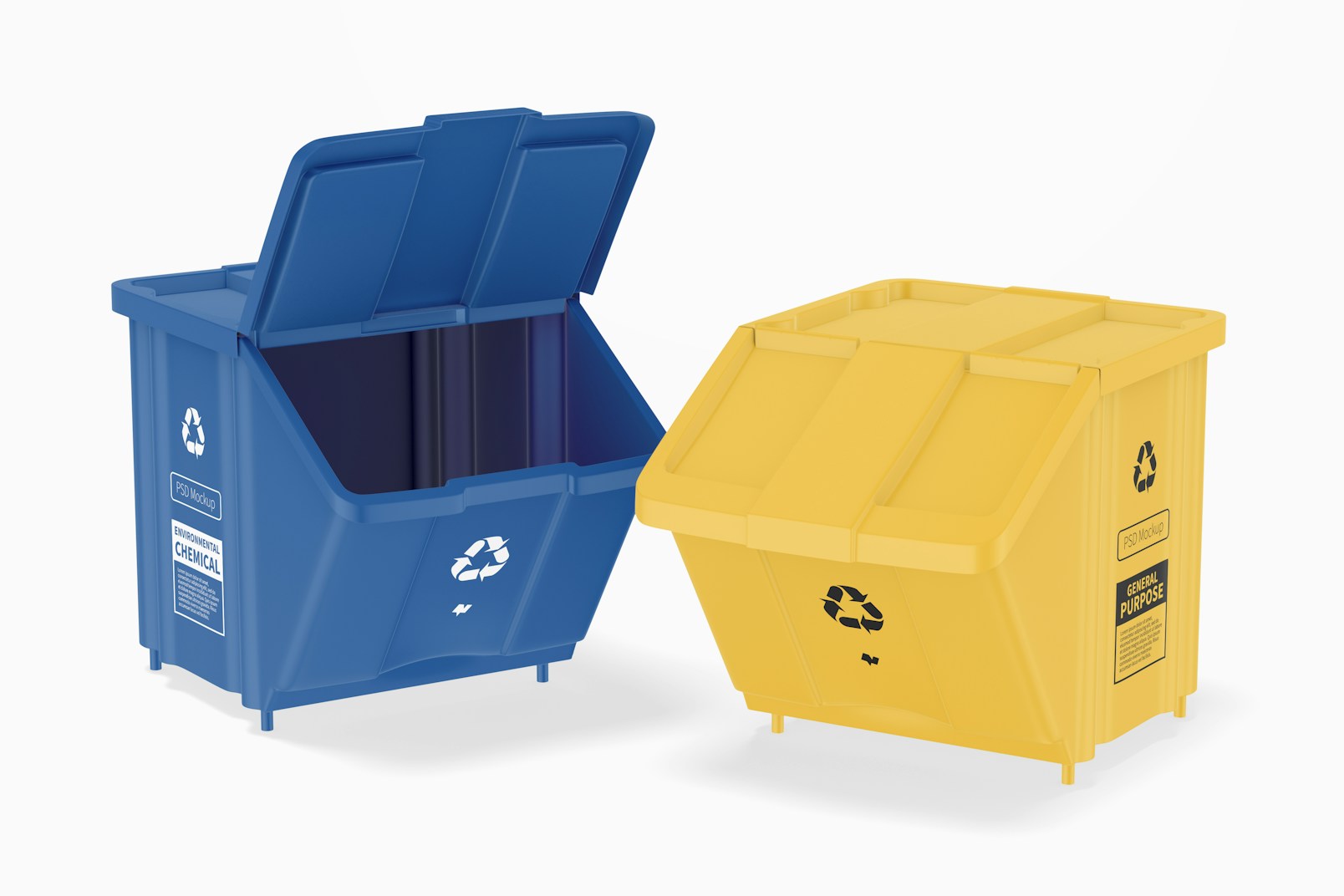 Bin Kit with Lid Mockup, Opened and Closed