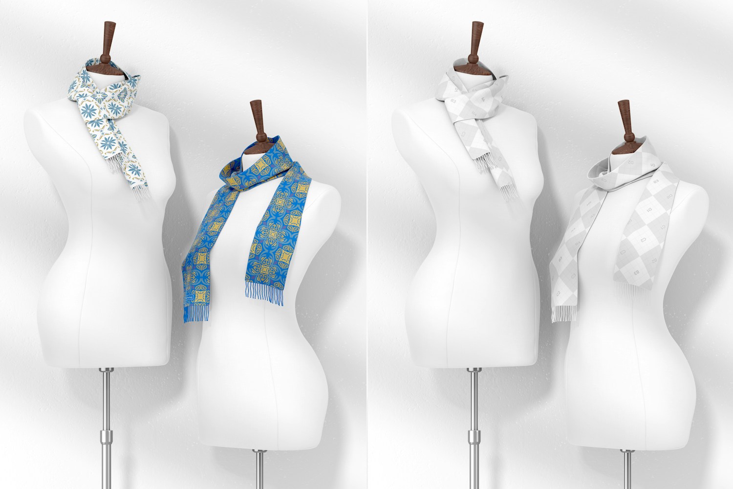 Wool Scarfs with Mannequins Mockup