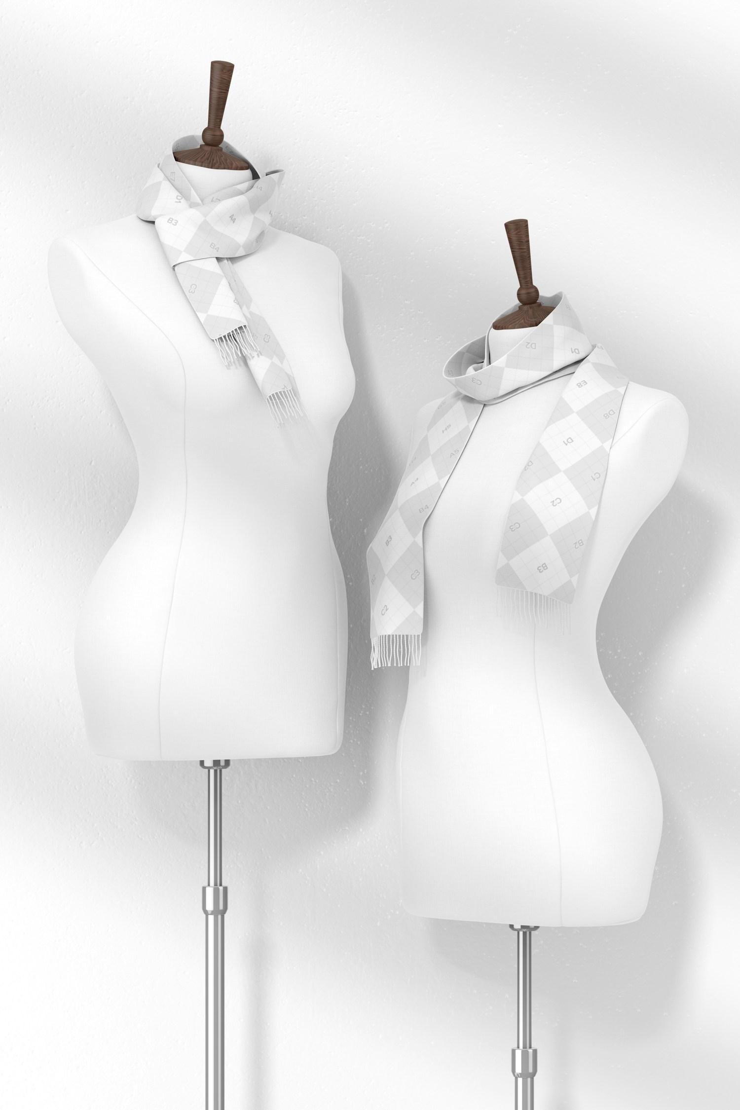 Wool Scarfs with Mannequins Mockup