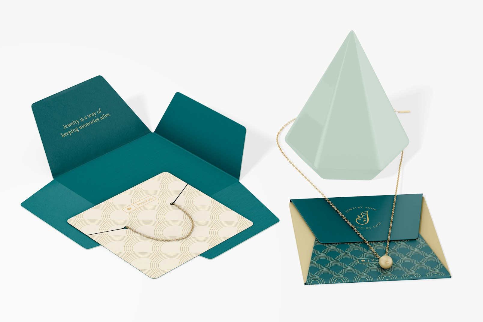 Square Necklace Envelopes Mockup