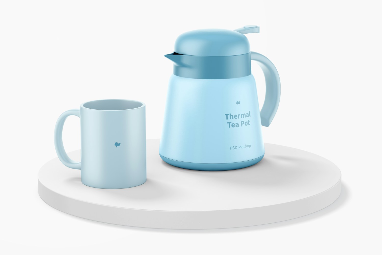 Thermal Tea Pot with Mug Mockup