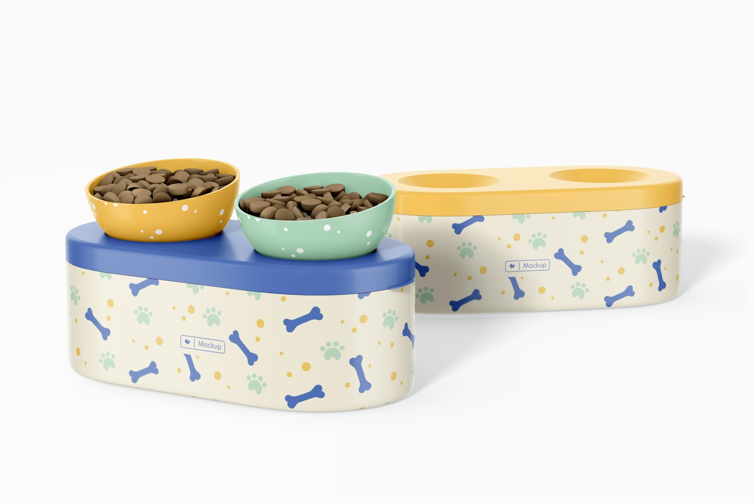 Pet Bowl Holders Mockup, Perspective Pet Bowl Holders Mockup, Perspective