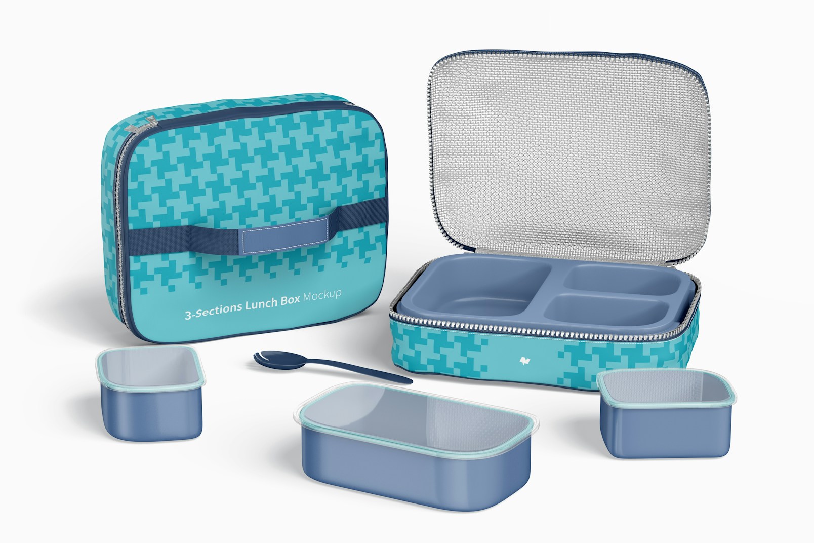 Three Sections Lunch Boxes Mockup