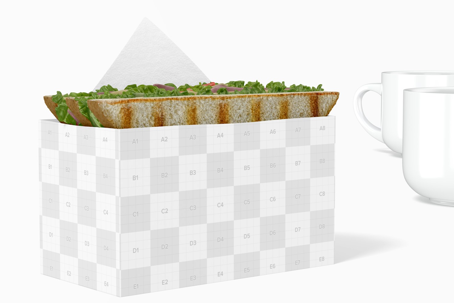 Square Sandwich Box Mockup