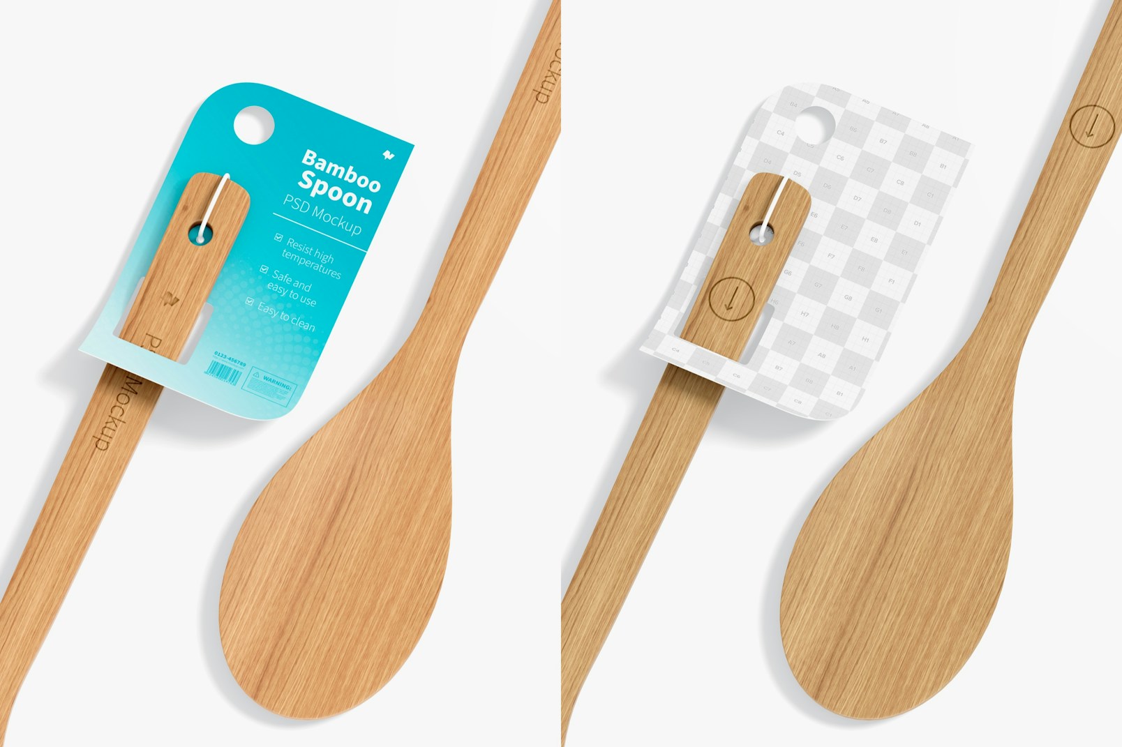 Bamboo Spoons Mockup, Close Up