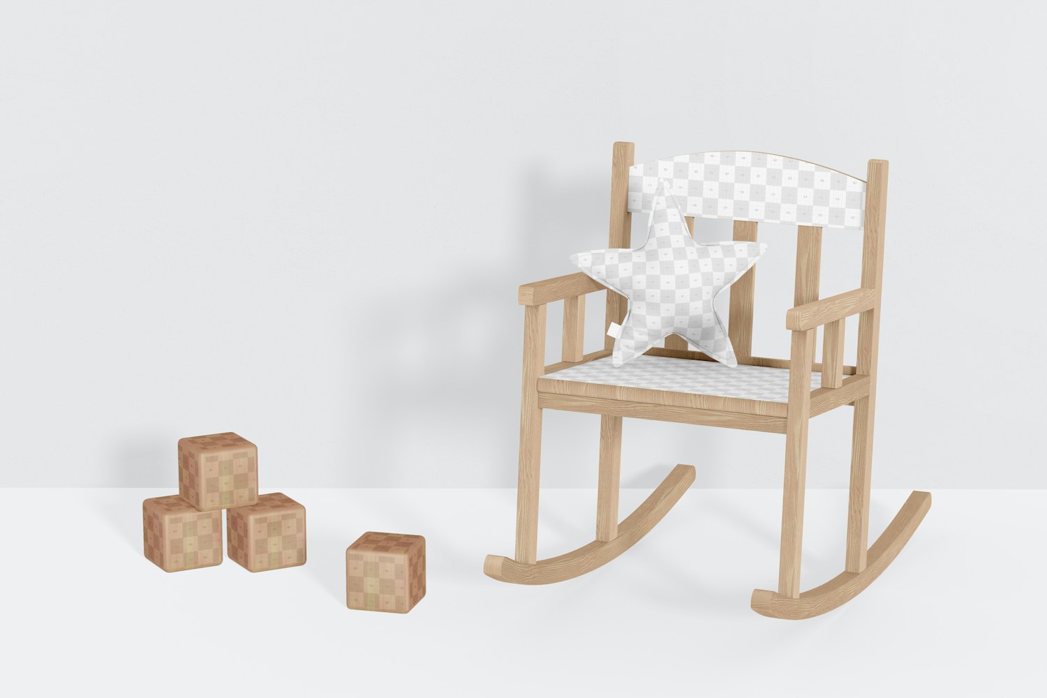 Rocking Chair for Kids with Star Pillow Mockup