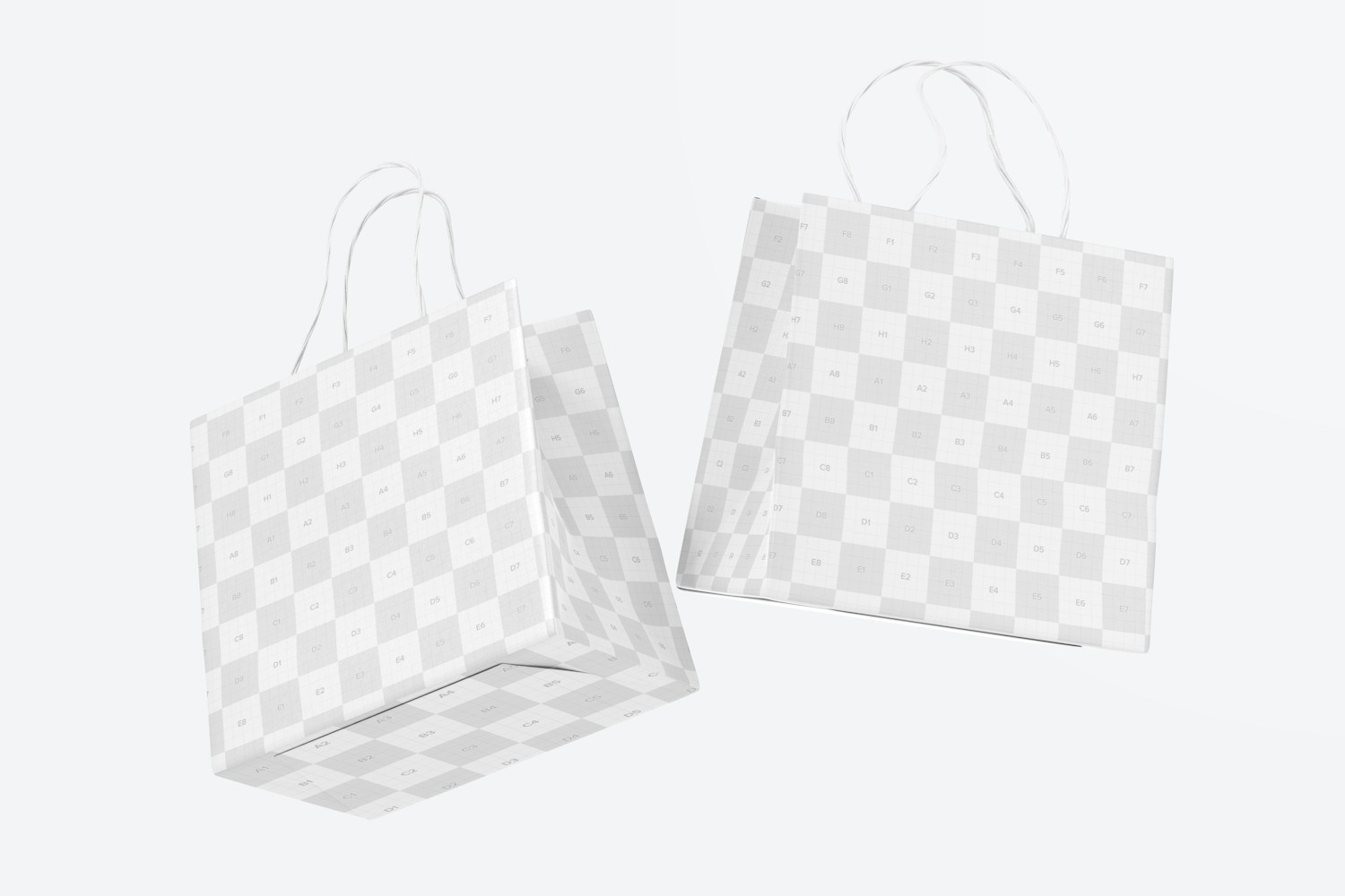 Small Paper Shopping Bags Mockup, Floating