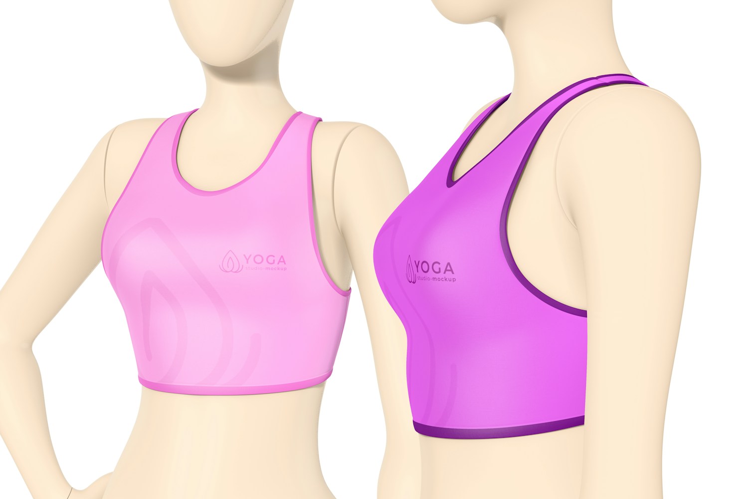 Sports Bras Mockup, Front and Side View