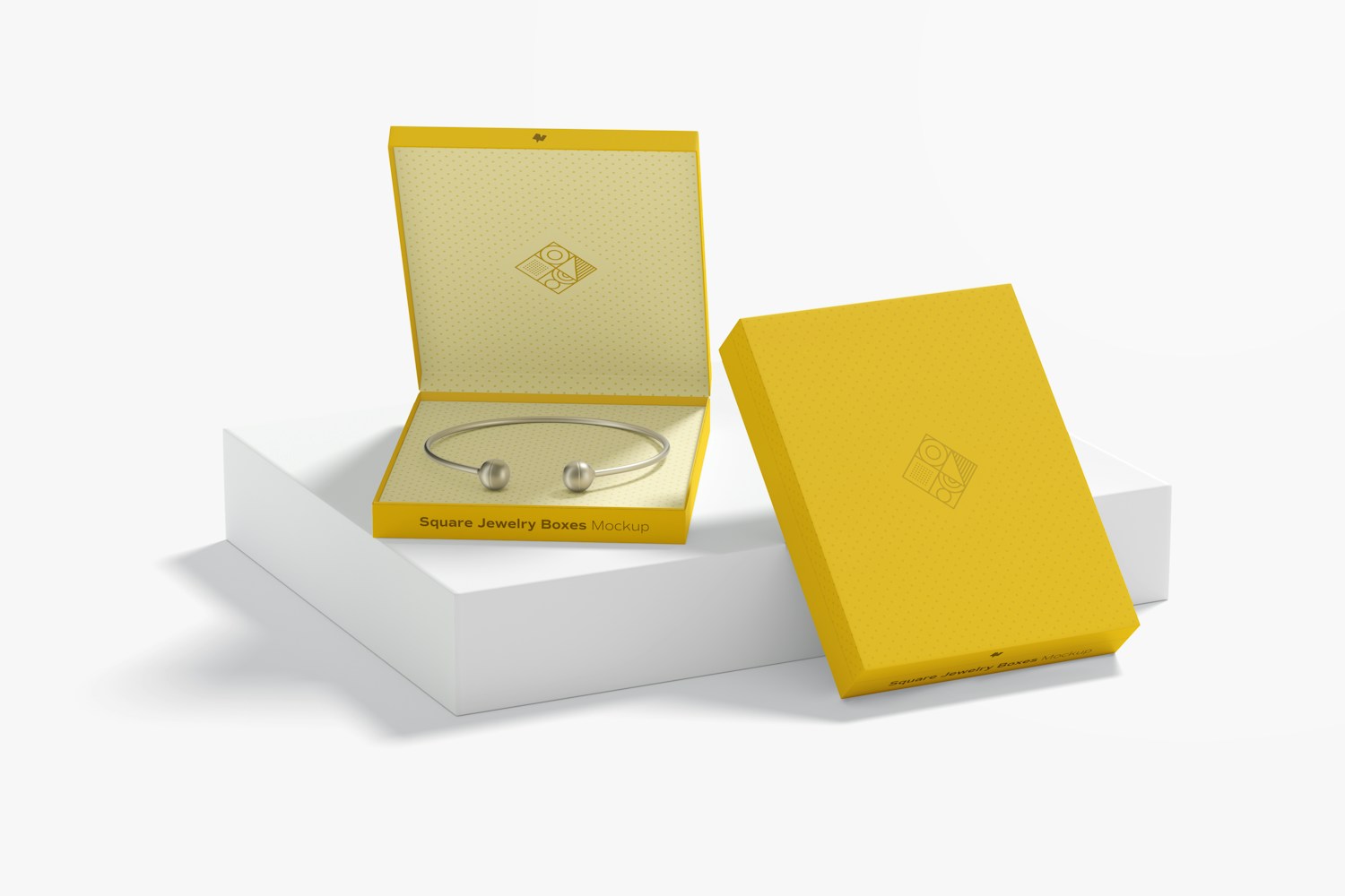 Square Jewelry Boxes Mockup, Perspective Square Jewelry Boxes Mockup, Perspective