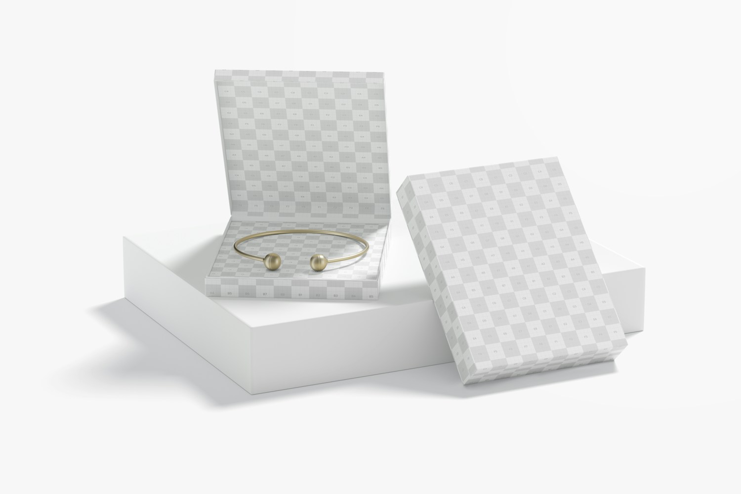 Square Jewelry Boxes Mockup, Perspective