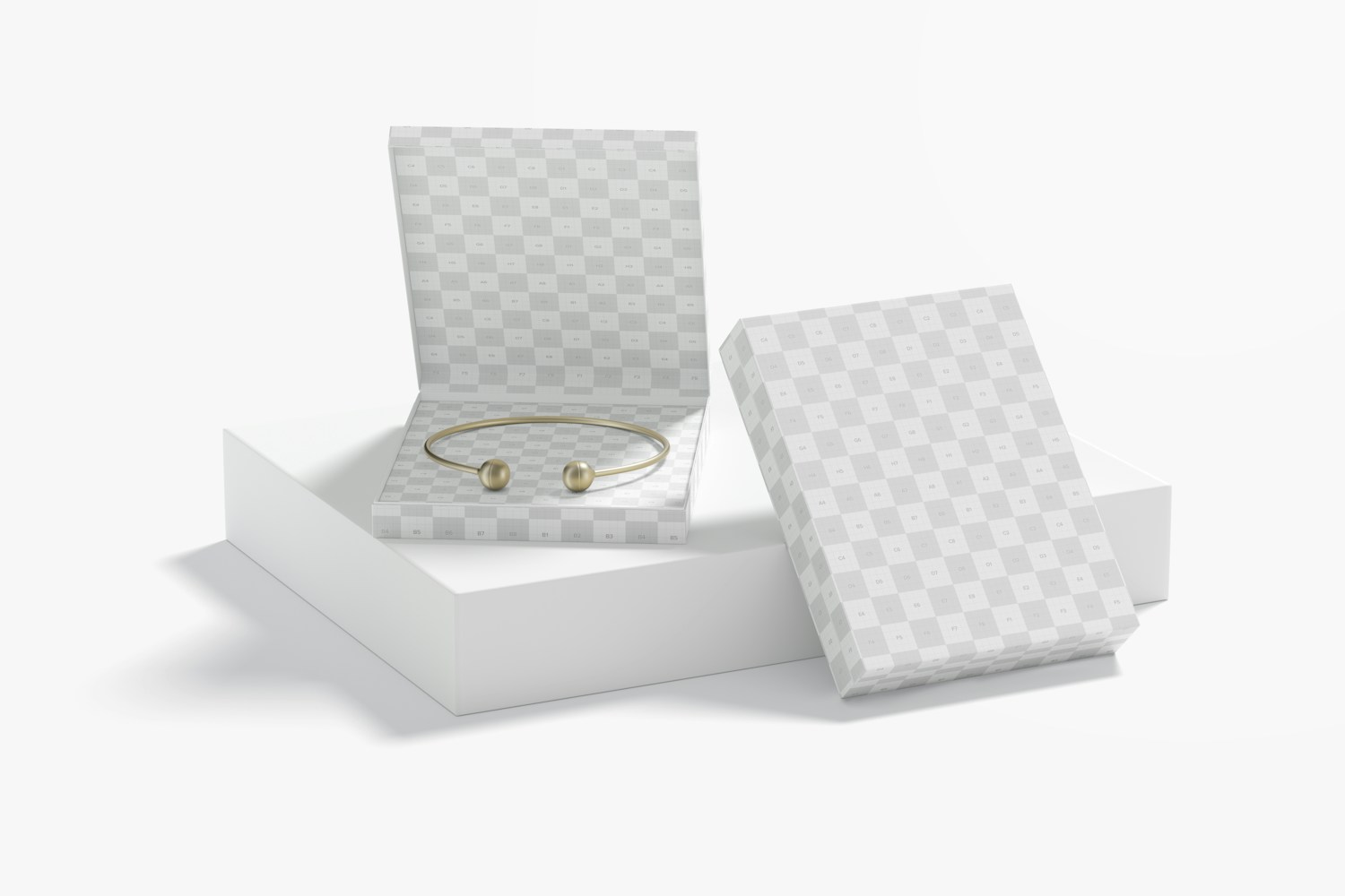 Square Jewelry Boxes Mockup, Perspective Square Jewelry Boxes Mockup, Perspective