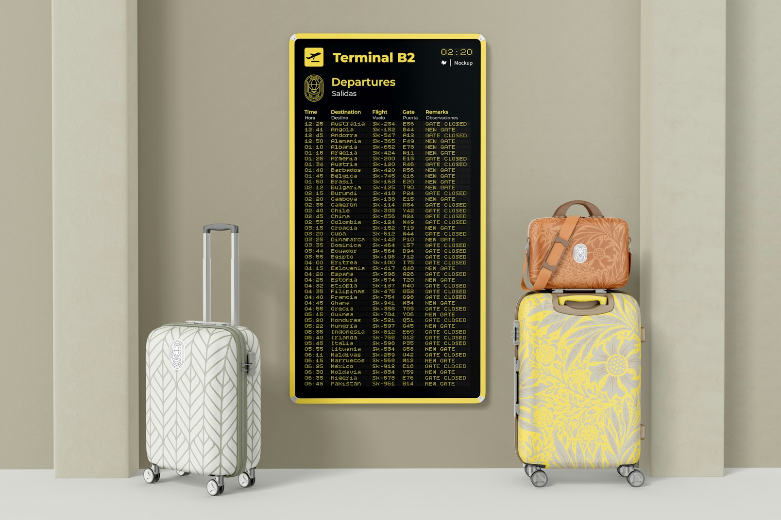 Airport Screen Mockup, with Luggage