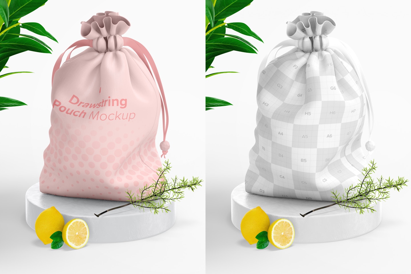Drawstring Pouch Mockup, Right View