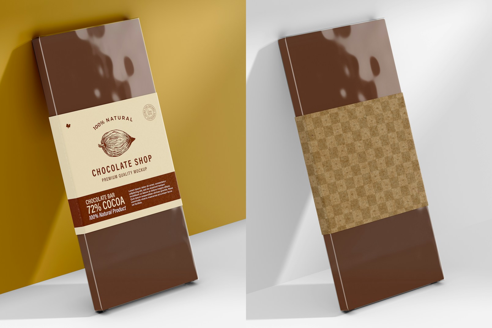 Chocolate Bars with Label Mockup, Leaned