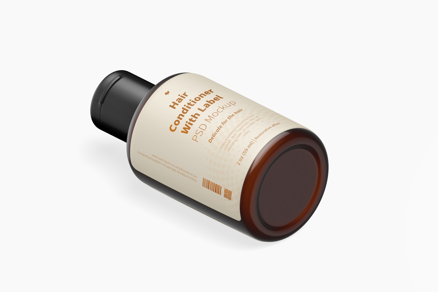 2 Oz Hair Conditioner with Label Mockup, Isometric Right View