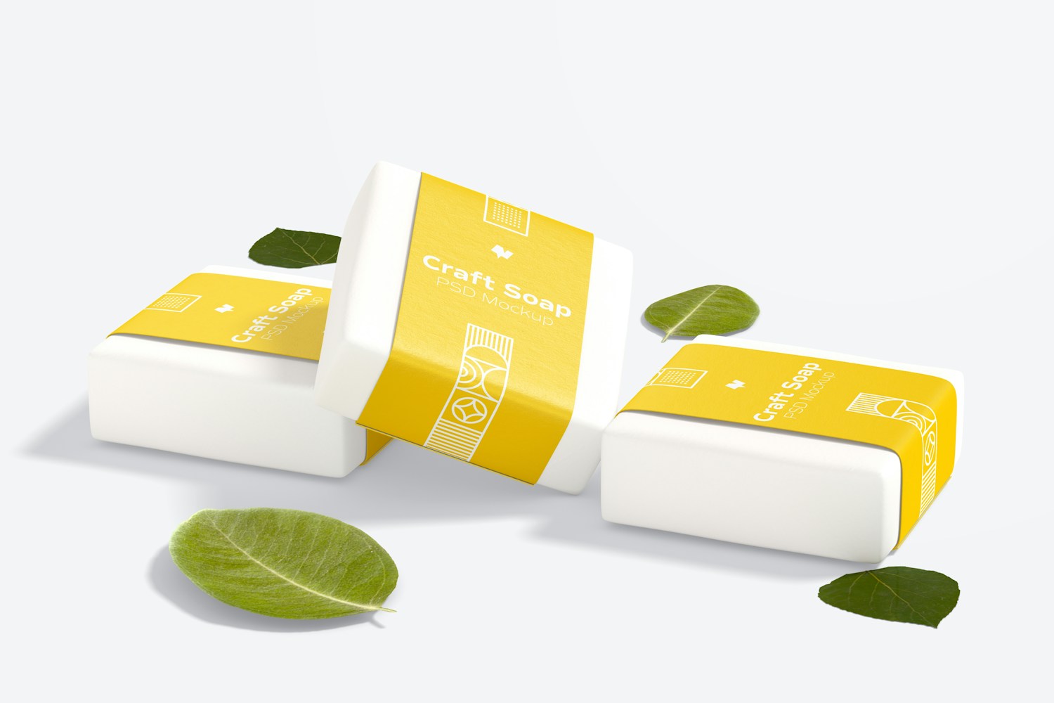 Craft Soaps with Label Mockup, Perspective View Craft Soaps with Label Mockup, Perspective View