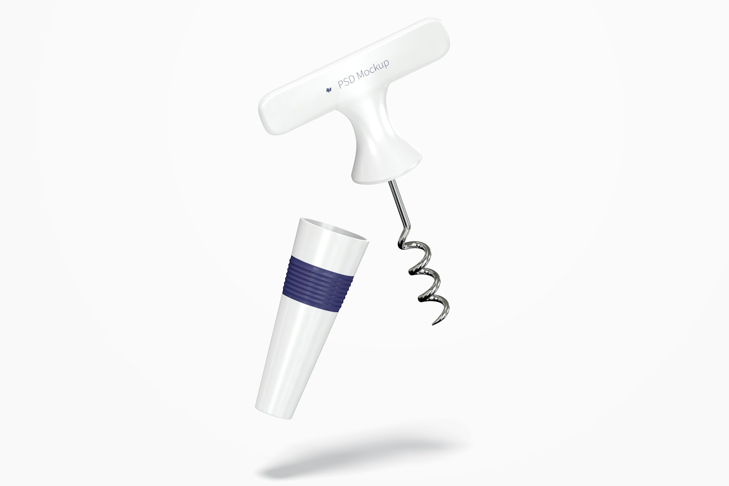 Wine Stopper with Opener Mockup, Floating