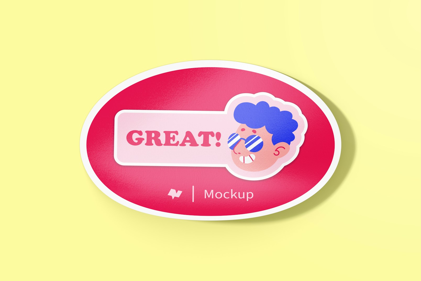 Oval Sticker Mockup, Top View