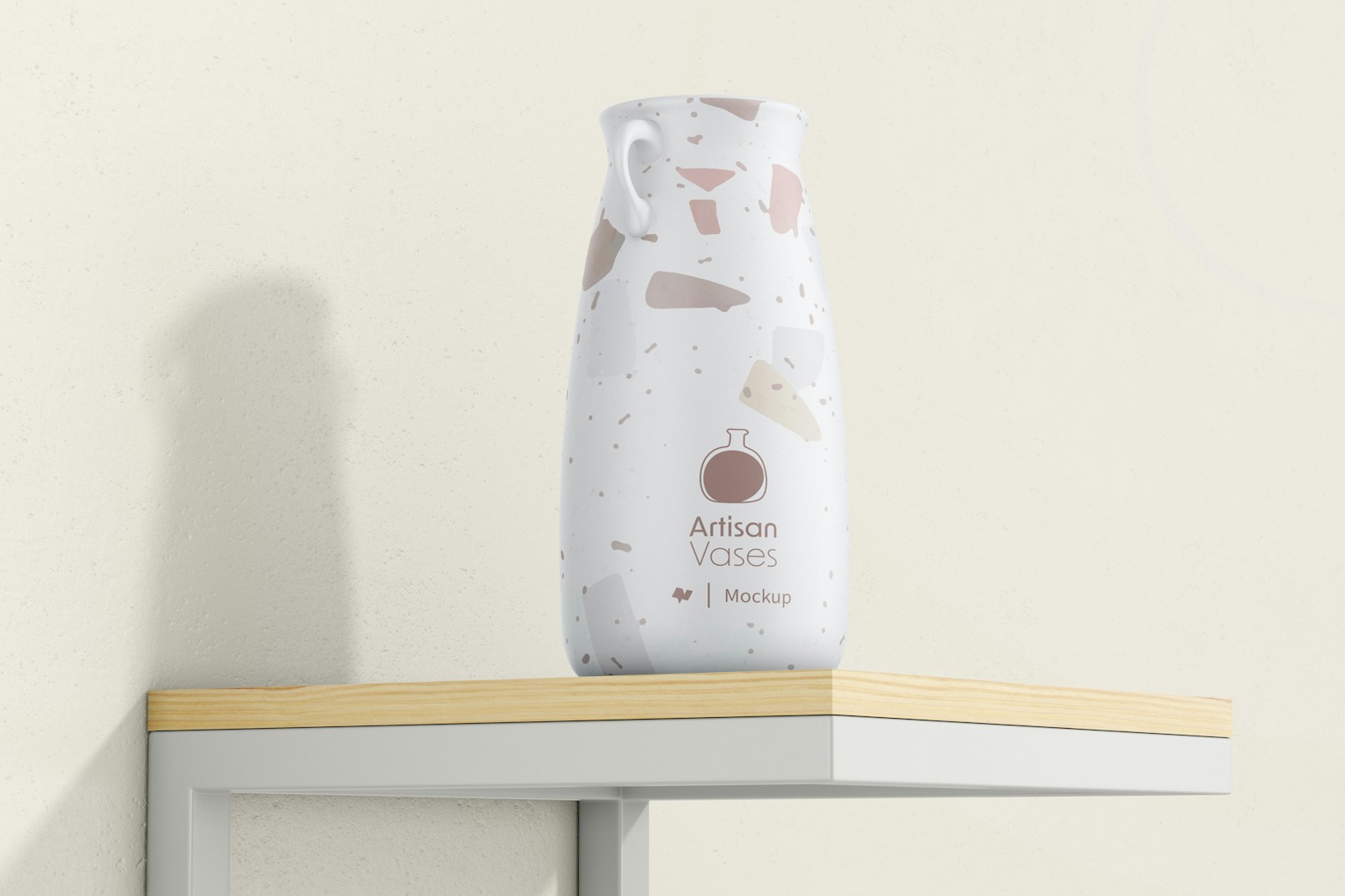Ceramic Vase with Handle Mockup, Side View