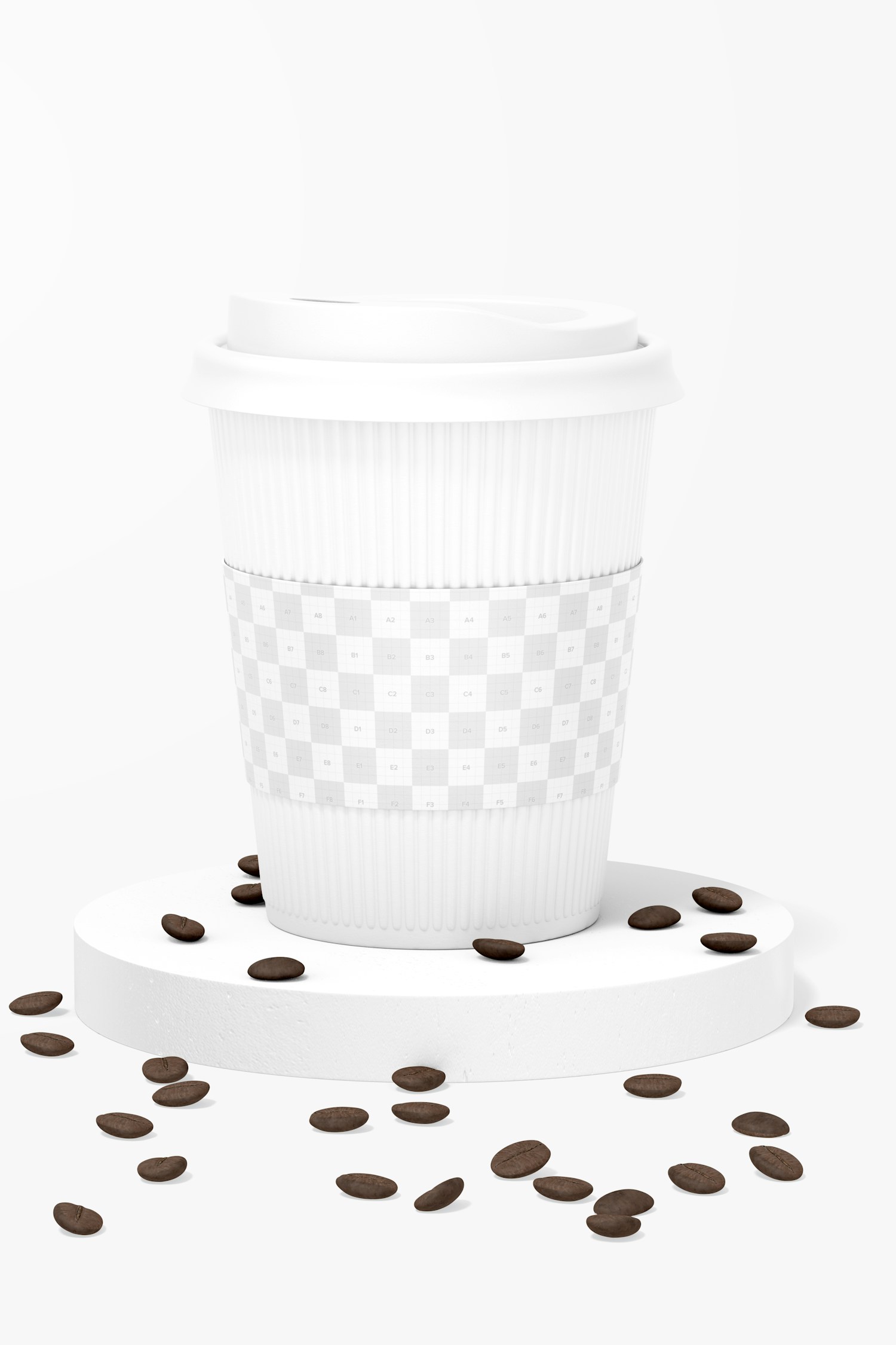 4 oz Paper Coffee Cup with Lid Mockup, Front View