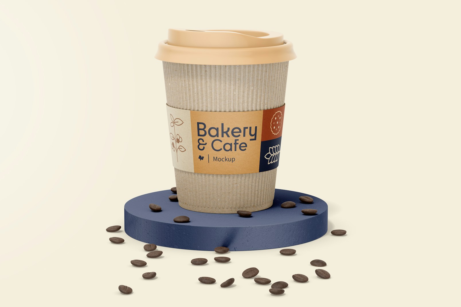 4 oz Paper Coffee Cup with Lid Mockup, Front View