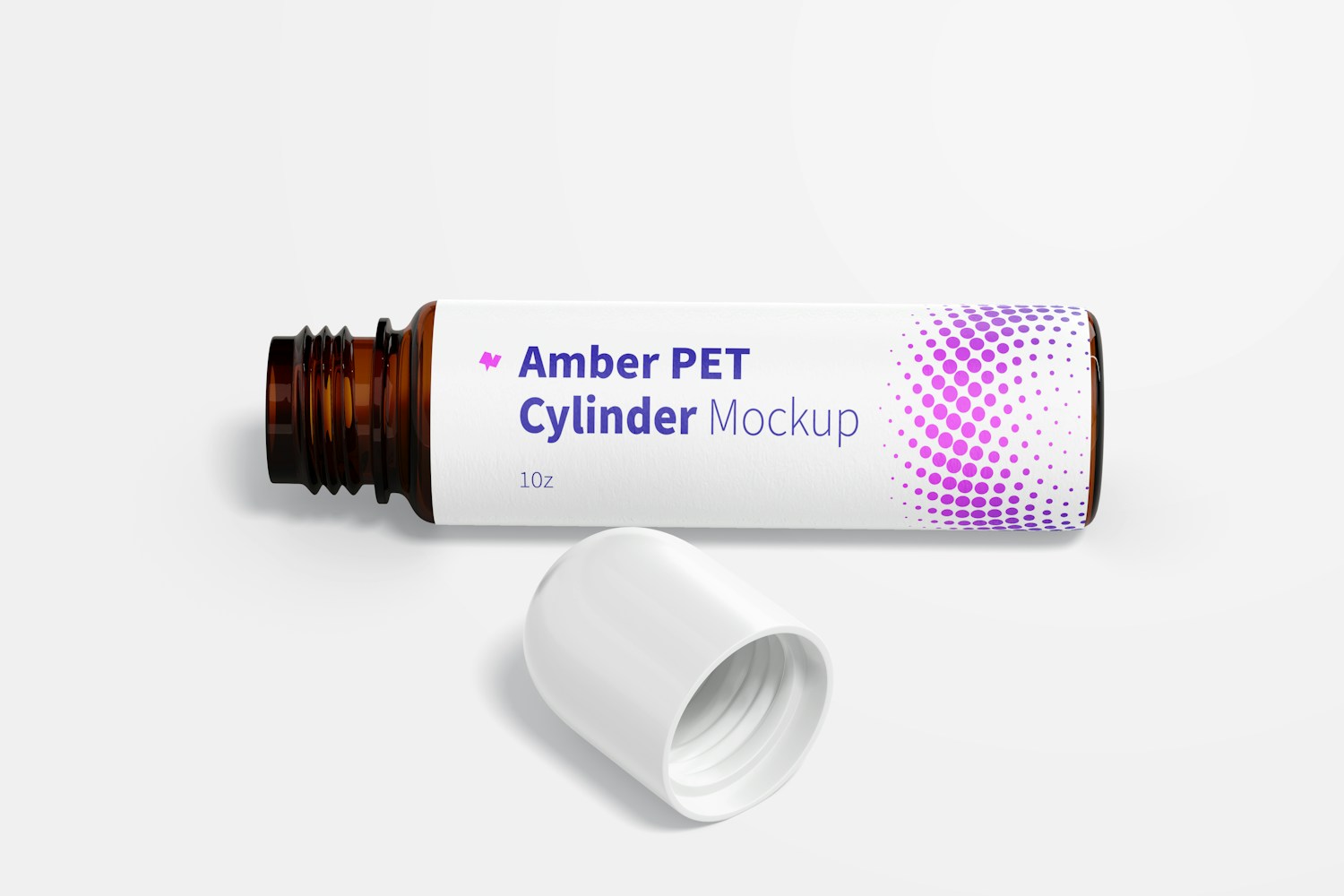 1 oz Amber PET Bottle Mockup, Opened