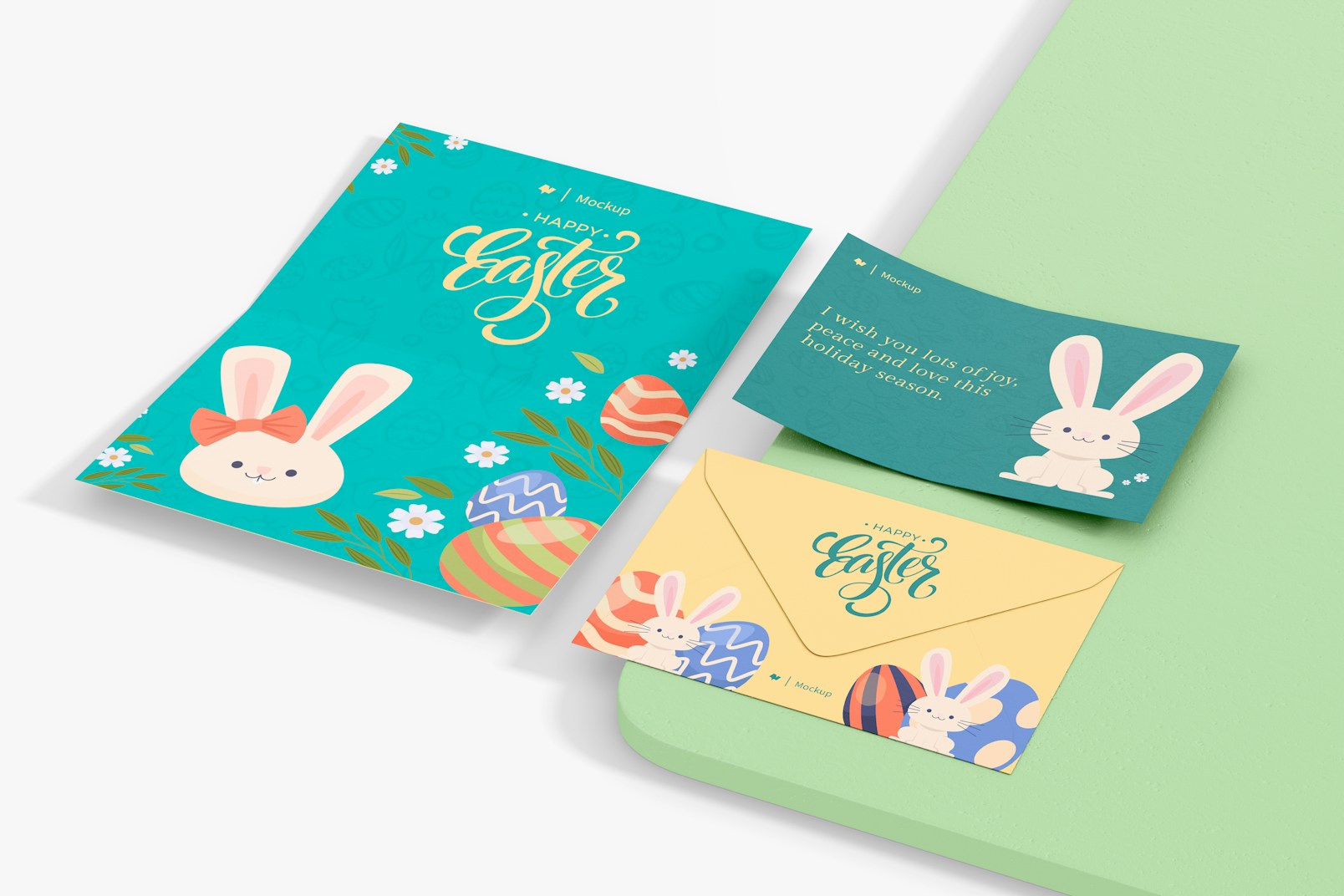 Happy Easter Card Mockup, Left View