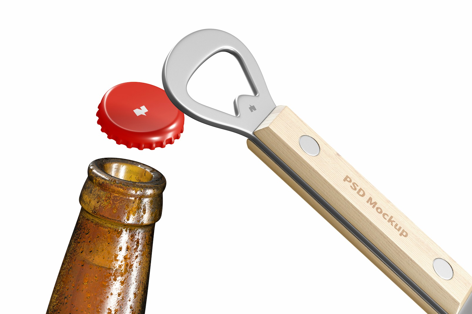 Dual-Sided Bottle Opener Mockup with Cap