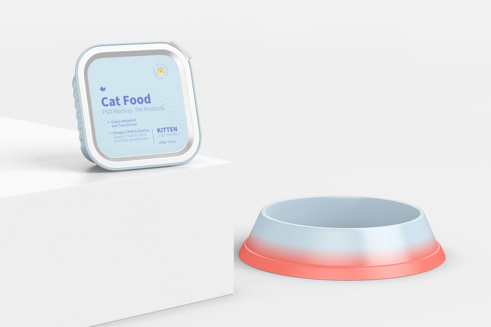 Cat Food Mockup, Perspective View