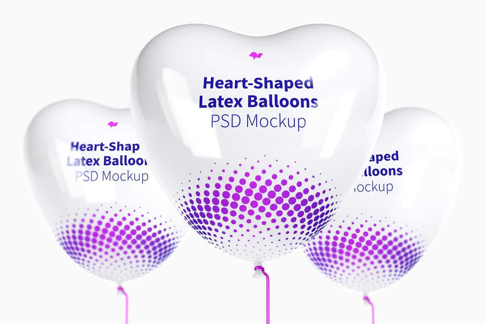Maqueta de Globos de Latex en Forma de Corazón, Vista Frontal